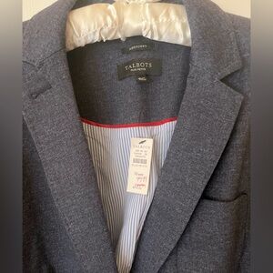 Talbots NWT Aberdeen blazer navy chambray fully lined w red pinstripe very sharp